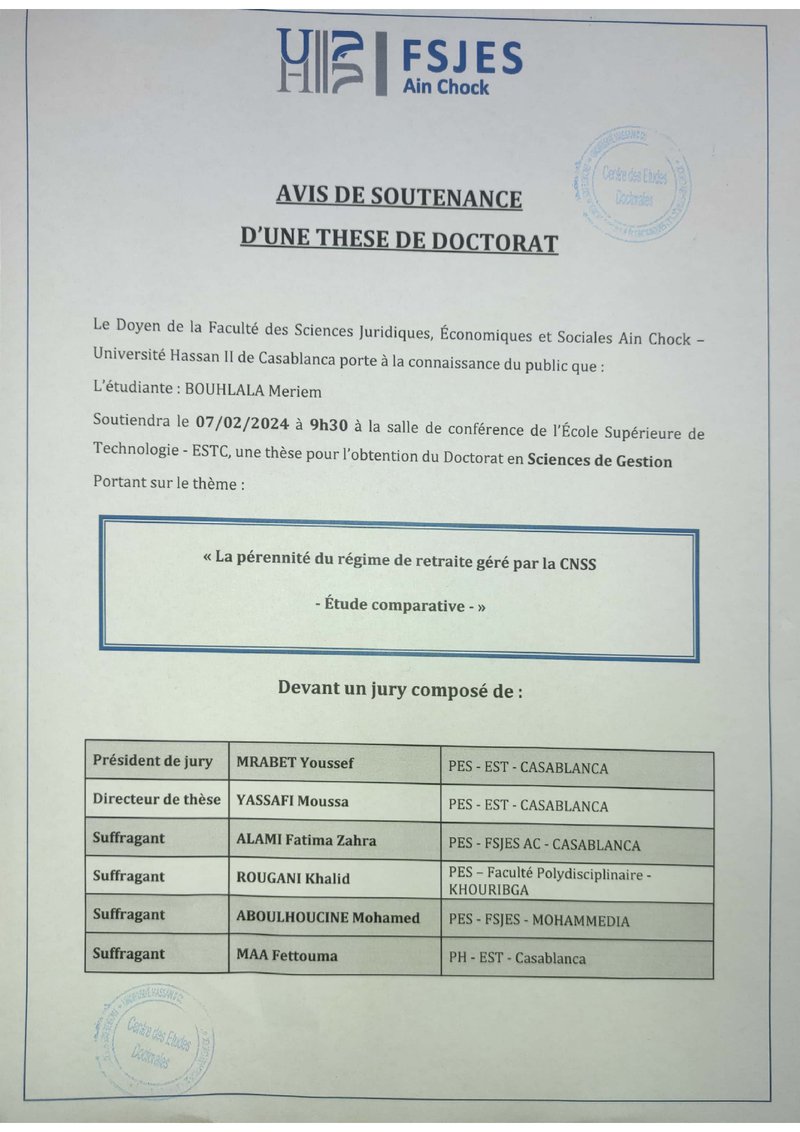 Avis de soutenance Meriem BOUHLALA